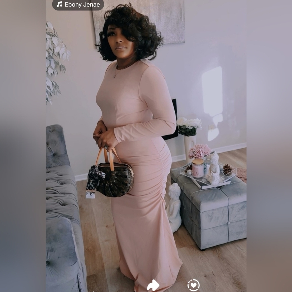Elegant Pink Long Sleeve 2 Piece Set